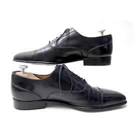 JM Weston-JM WESTON SHOES 515 Oxford toe cap 8E 42 LARGE BLACK LEATHER SHOES-Black