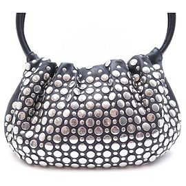 BORSA A MANO SONIA RYKIEL DOMINO 35 BORSA A MANO IN PELLE NERA CON BORCHIE CM Nero