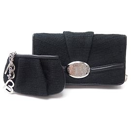 NEW LANCEL BRIGITTE BARDOT WALLET + BLACK CANVAS COIN WALLET IN BOX Black