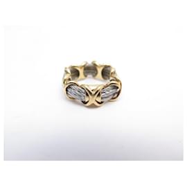 Fred-VINTAGE FRED FORCE RING 10 taille 47 STEEL & YELLOW GOLD CABLE 18K STEEL GOLD RING-Silvery