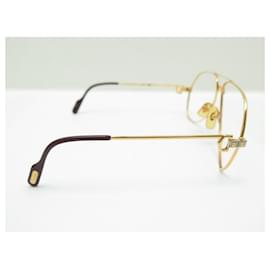 Cartier-VINTAGE GLASSES CARTIER SANTOS 5614 GOLDEN GOLD PLATE + GOLD GLASSES BOX-Golden