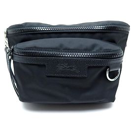 NEW LONGCHAMP LE PLIAGE NEO SHOULDER BAG IN BLACK CANVAS LEATHER Black