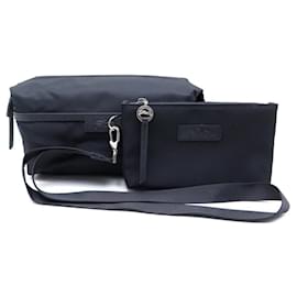 Longchamp-NEW LOT LONGCHAMP POUCH + TOILET BAG LE PLIAGE NEO BLACK CANVAS-Black