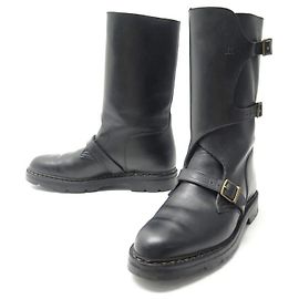 JOHN LOBB SHOES BIKER BUCKLE BOOTS CUTLER 7 41 BLACK LEATHER BOOTS Black