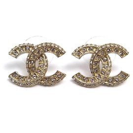ORECCHINI CHANEL CC LOGO E STRASS A86504 ORECCHINI IN METALLO ORO D'oro