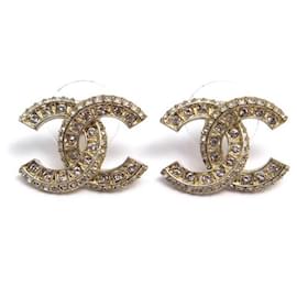 Chanel-NEW CHANEL CC LOGO & STRASS A EARRINGS86504 GOLD METAL EARRINGS-Golden