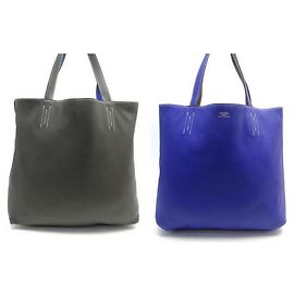 Hermès BORSA A MANO SENSE foderata HERMES 36 BORSA SHOPPER IN PELLE BLU E GRIGIA CLEMENCE Altro