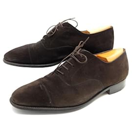 JM Weston-JM WESTON SHOES 518 9.5E 43.5 RICHELIEU BROWN SUEDE + TAPER SHOES-Brown
