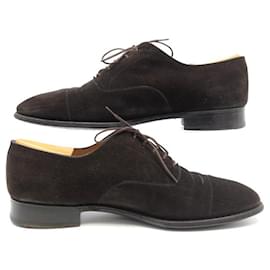 JM Weston-JM WESTON SHOES 518 9.5E 43.5 RICHELIEU BROWN SUEDE + TAPER SHOES-Brown