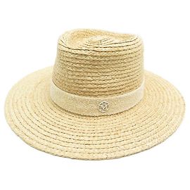 Maison Michel NEW HAT HOUSE MICHEL CHARLES PANAMA M 58 IN RAPHIA + NEW HAT BOX Beige