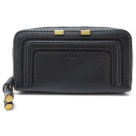 Chloé NOVA CARTEIRA COM ZIP DE CHLOE MARCIE 3P0570 NOVA MOEDA DE COURO PRETA DA CARTEIRA Preto