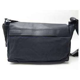 St Dupont-ST DUPONT BAG MESSENGER SHOULDER BAG LEATHER AND NAVY BLUE CANVAS-Navy blue