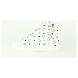 MCM Uomo 43 Sneaker alta classica Visetos con monogramma bianco Altro