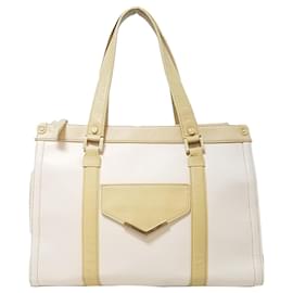 Lanvin-Lanvin White Leather Shoulder Bag-Brown,White,Beige