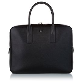 Yves Saint Laurent YSL Black Museum Leather Briefcase Black
