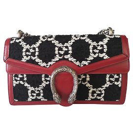 Gucci Dionysus tweed GG blanc/noir et cuir brawl Rouge
