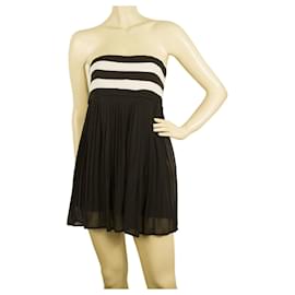 Alice + Olivia-Alice + Olivia Black & White Silk Strapless Long Top or Super Mini Dress size XS-Black,White