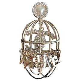 Chanel-Broche Chanel Birdcage-Dorado