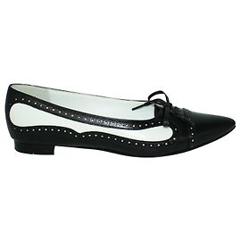 Manolo Blahnik Ballerine a punta in bianco e nero Bianco