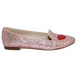 Chiara Ferragni Mocasines con brillo de lápiz labial Metálico