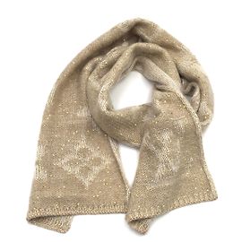 Sciarpa Louis Vuitton in mohair beige con finiture dorate e paillettes Bianco Crudo