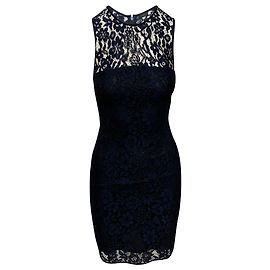 Joseph Eng anliegendes Spitzenkleid aus blauem Rayon Blau