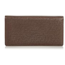 Louis Vuitton-Louis Vuitton Brown Taiga Brazza Wallet-Brown,Dark brown