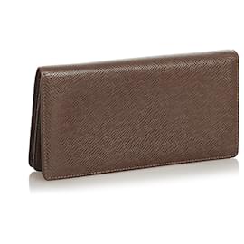 Louis Vuitton-Louis Vuitton Brown Taiga Brazza Wallet-Brown,Dark brown