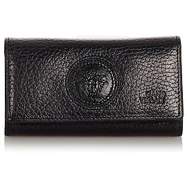 Versace Black Medusa Leather Key Holder Black