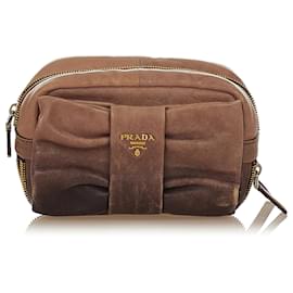 Prada Braune Ledertasche mit Schleife Braun