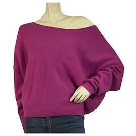 American Vintage Fuchsia Pink Pullover Wolle Schulterfrei Strick Top Größe XS/ S Fuschia