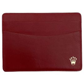 Rolex card holder dark red leather new Red