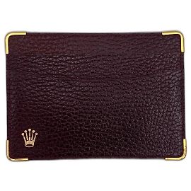 Rolex brown leather card holder Dark brown