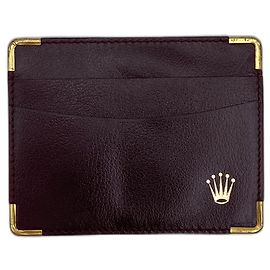 Rolex brown leather card holder Dark brown