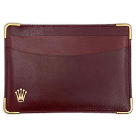Rolex card holder in burgundy red leather Dark red