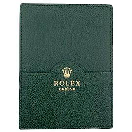 ROLEX GREEN LEATHER CARD HOLDER Green