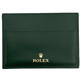 ROLEX GREEN LEATHER CARD HOLDER Green