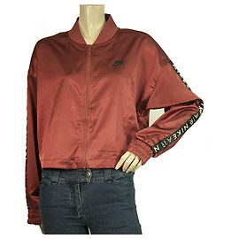 Nike Air Burgundy Red Zipper Front Cropped Lightweight Jacket Top size M Dark red