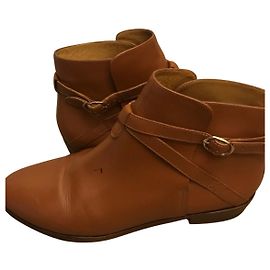 Boots en cuir cognac Sézane Cognac