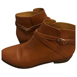 SéZane-Sézane cognac leather boots-Cognac