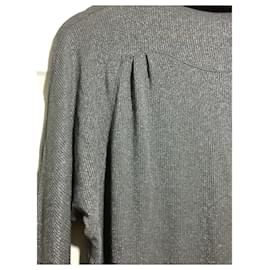 Armani Jeans-Silver viscose knit poloneck-Silvery