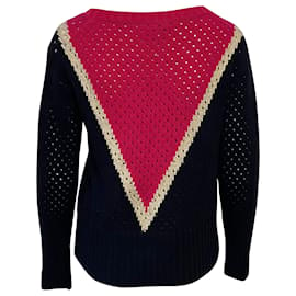 By Malene Birger-By Malene Birger Plomia Striped Open-knit Sweater In Blue Wool-Multiple colors