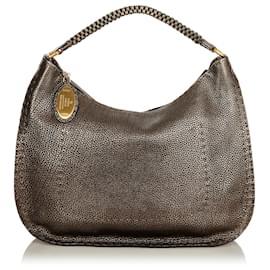 Fendi-Fendi Sac à bandoulière en cuir Selleria brun-Marron,Bronze
