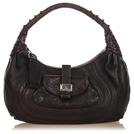 Fendi-Fendi Brown Spy Leather Handbag-Brown,Dark brown