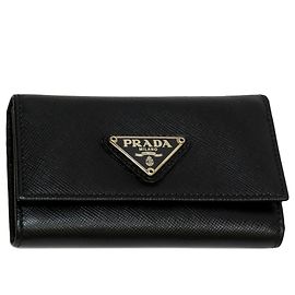 Porte-clés Prada noir Saffiano Noir