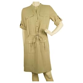 Michael Kors-Michael Kors Beige Casual Safari Look Knee Length Shirt dress size S-Beige