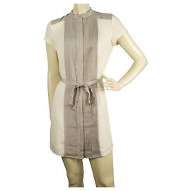 Armani Exchange Blanc Gris Petits Plis Ceinture Mini Longueur Robe Chemise Taille 0 Blanc Gris