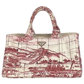 [Usado] Prada PRADA Canapa Tote Bag Canvas Blanco Roja
