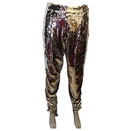 Tibi sequined pants Silvery White