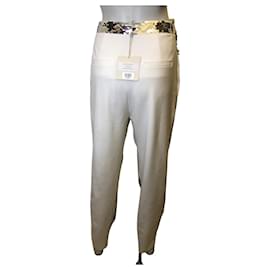 Tibi-Pantaloni con paillettes Tibi-Argento,Bianco